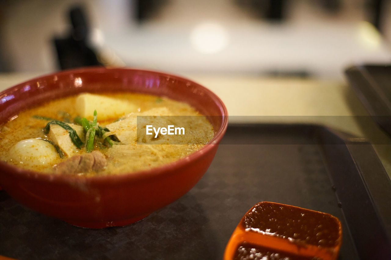 Close-up of soup in bowl