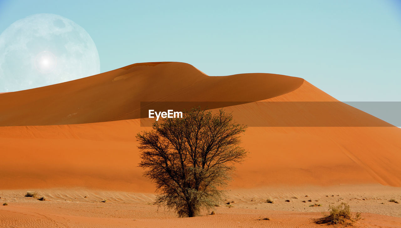 Scenic view of desert against clear sky