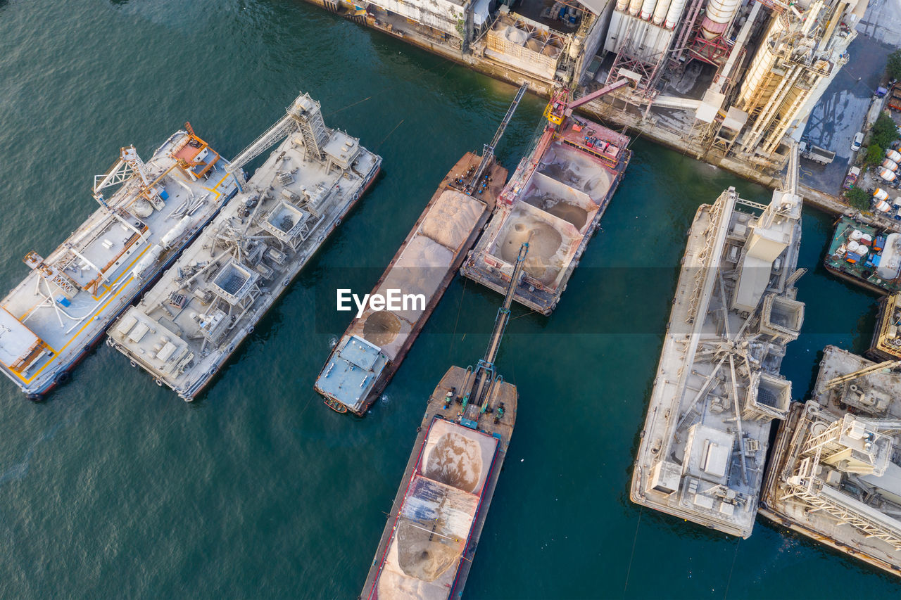 HIGH ANGLE VIEW OF COMMERCIAL DOCK