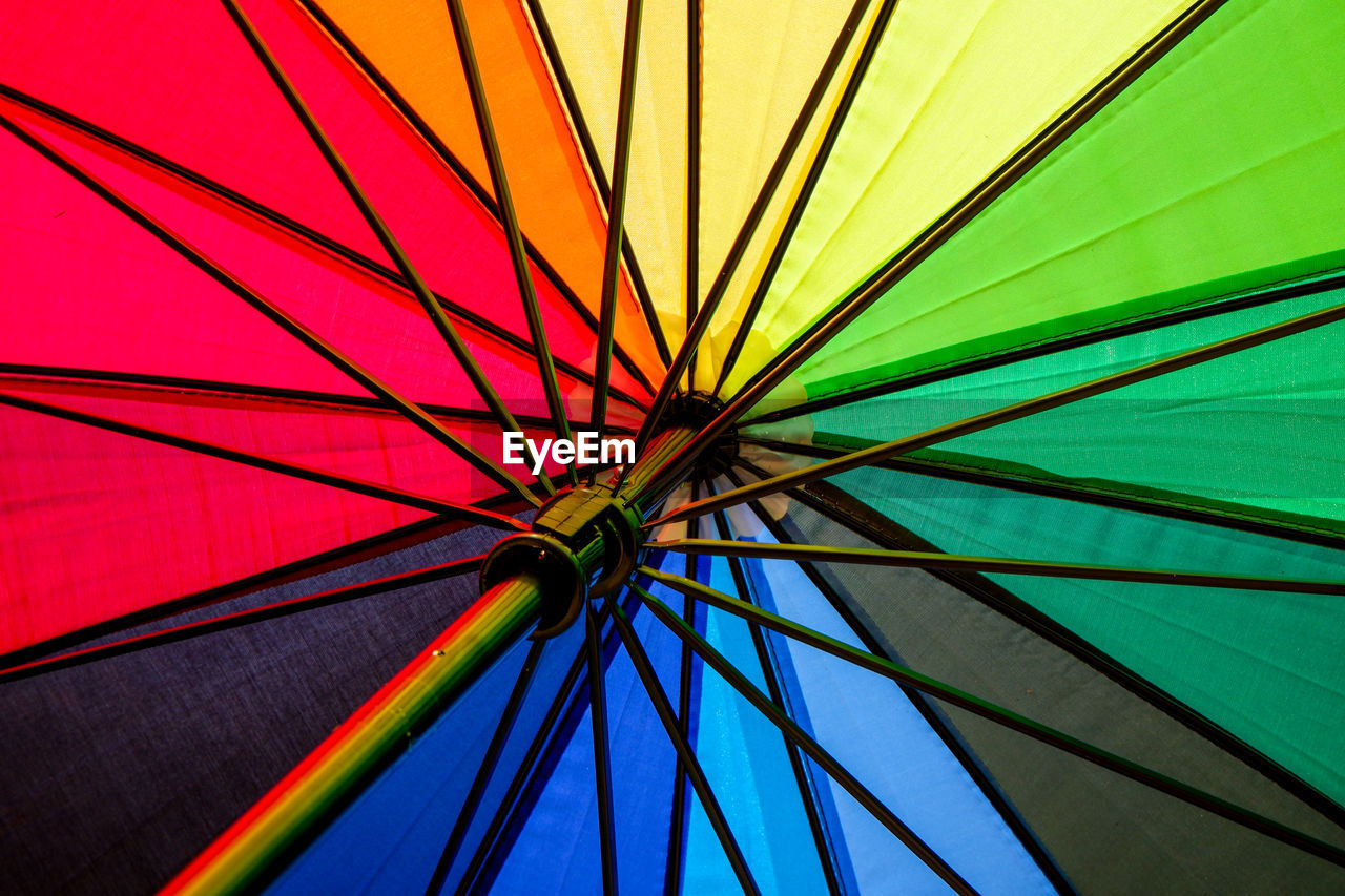 CLOSE-UP OF MULTI COLORED UMBRELLA