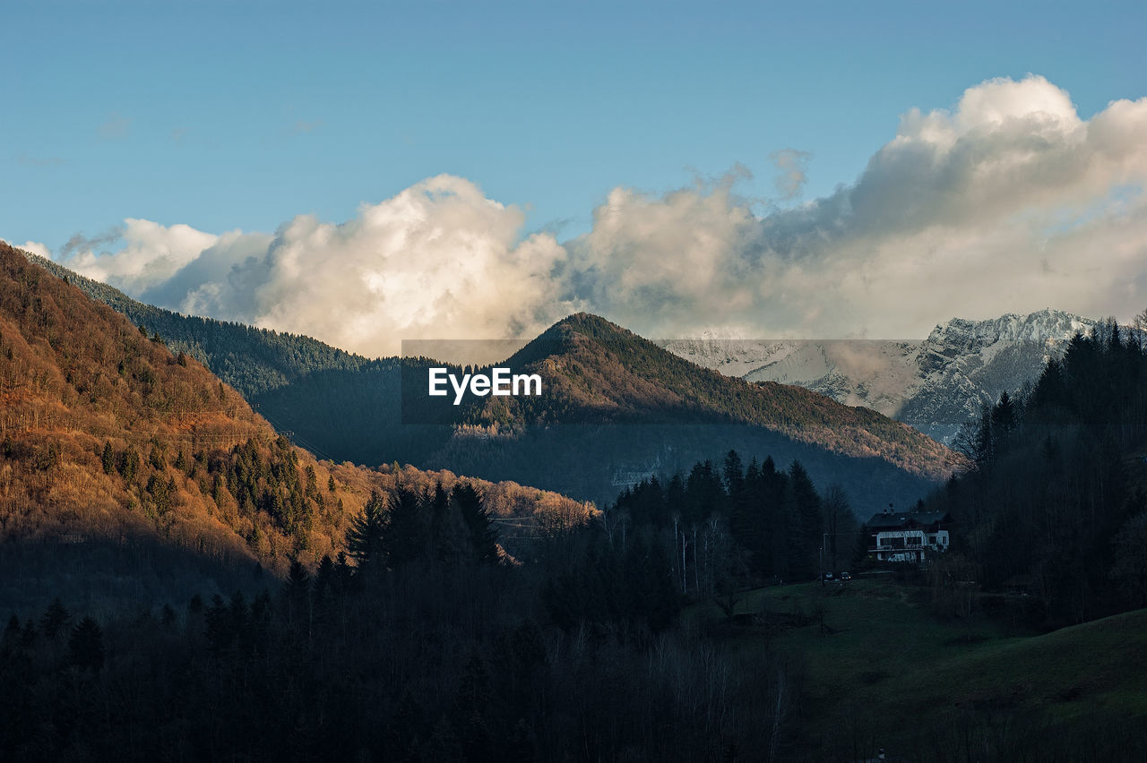 Panoramic view of mountains against sky