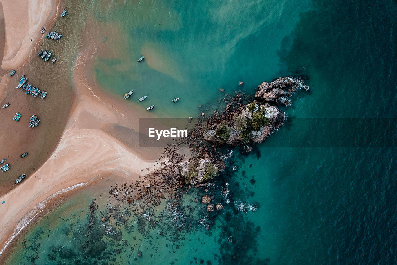 High angle view of beach