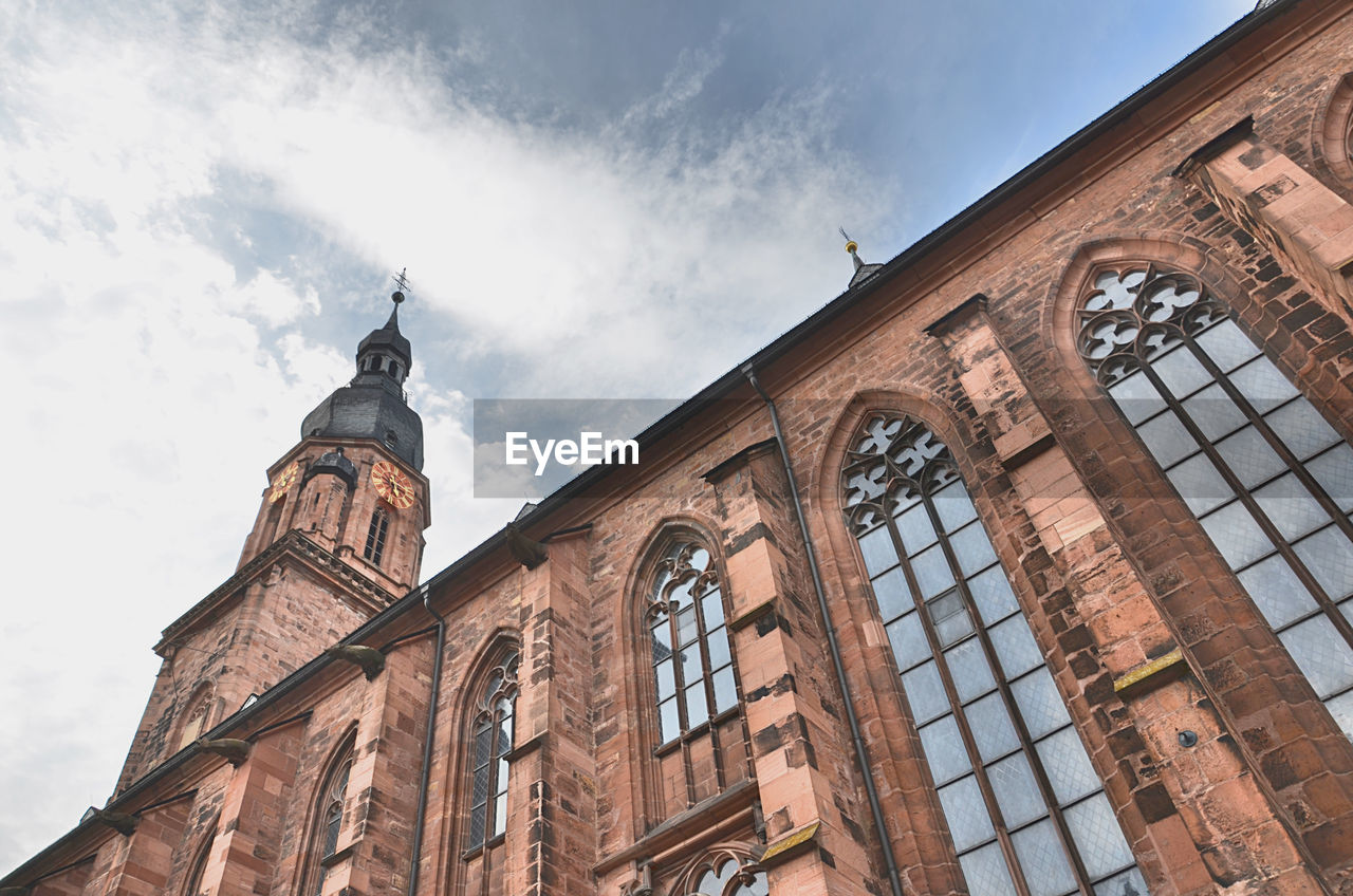 Low angle view of a church in heidelberg against sky