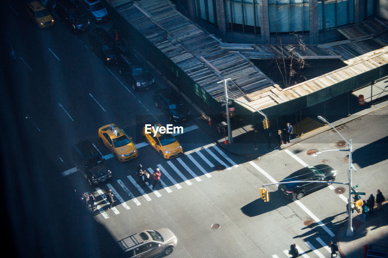 High angle view of traffic on city street