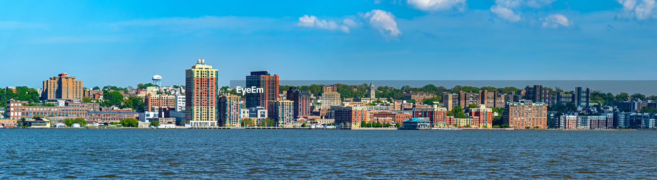 Skyline of yonkers, new york with the hudson river in front