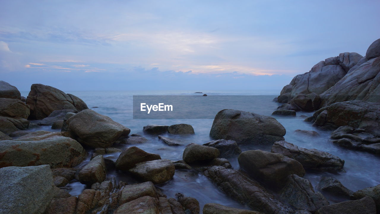 Scenic view of sea against sky during sunset