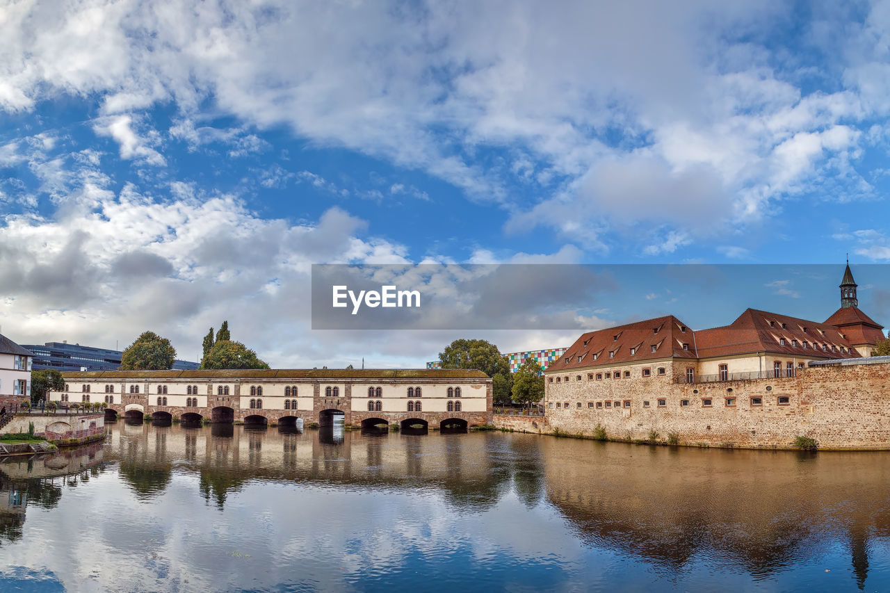 The barrage vauban, or vauban dam on the river ill in the city of strasbourg in france