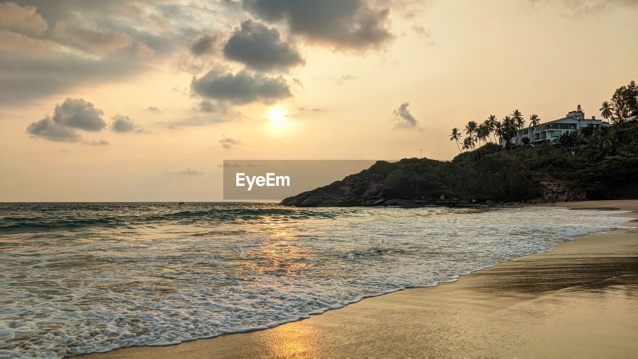 Sunset at kovalam beach, kerala.