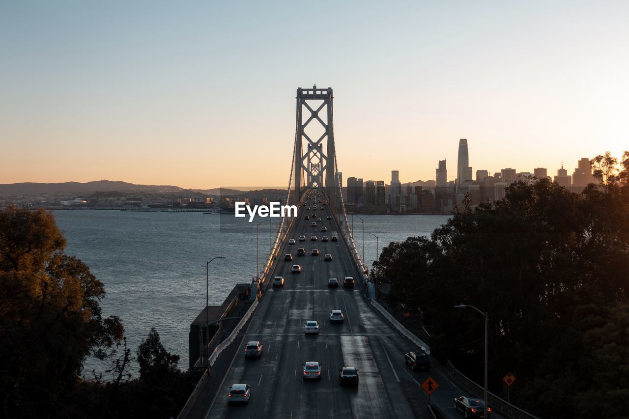 High angle view of bridge over road against sky