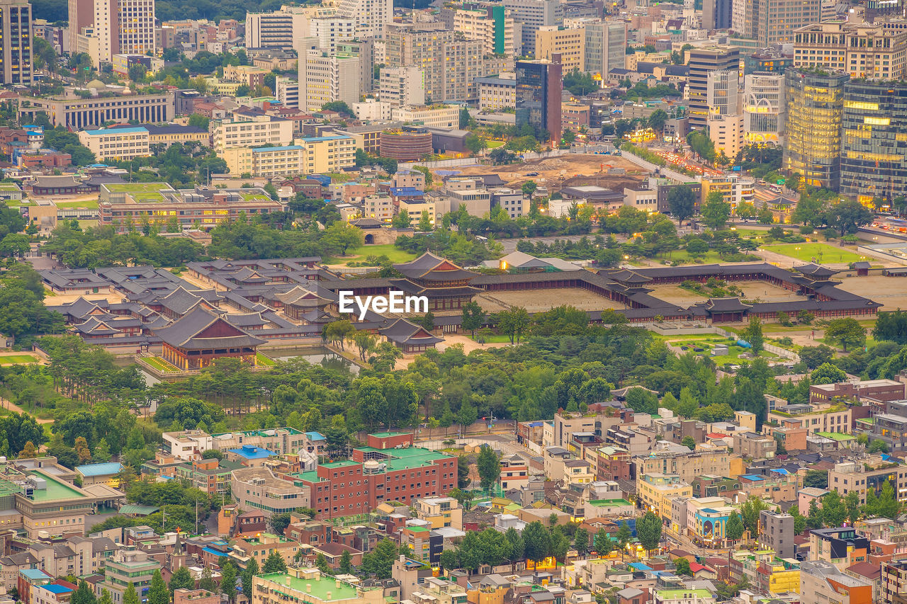 high angle view of townscape