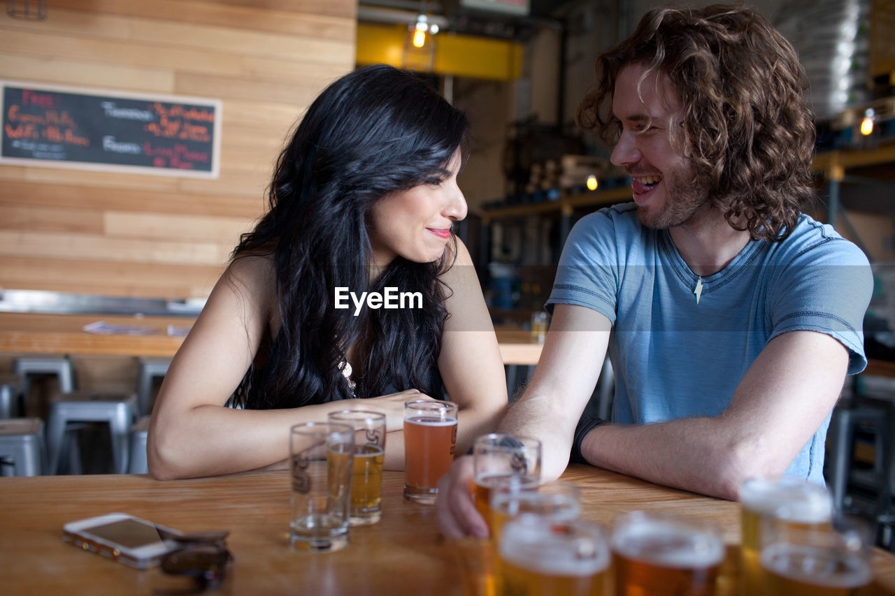 Couple on a date at a beer tasting