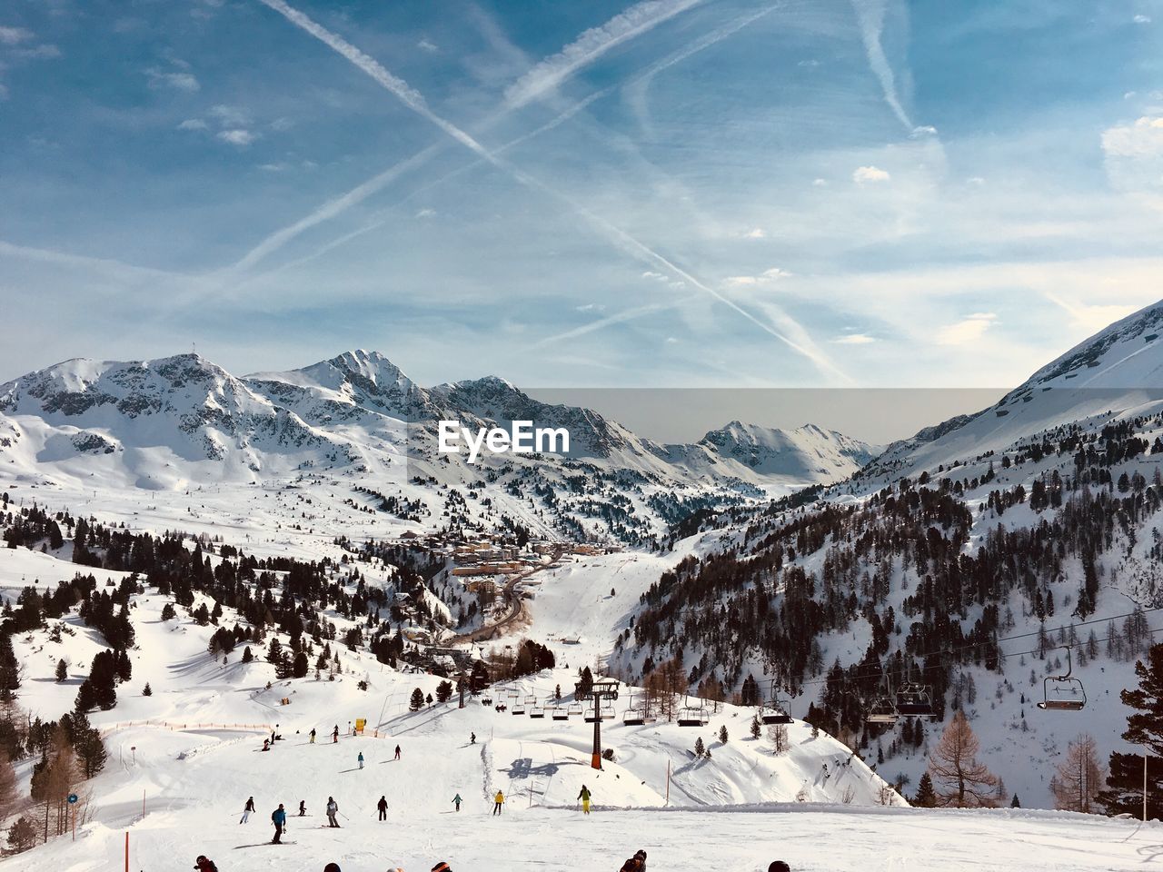 Scenic view of snowcapped mountain against sky