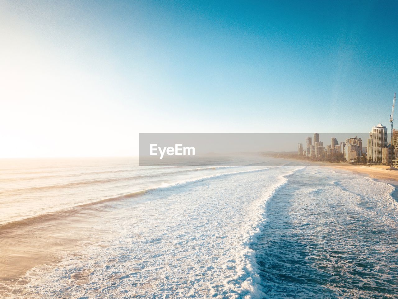 Scenic view of sea against clear sky