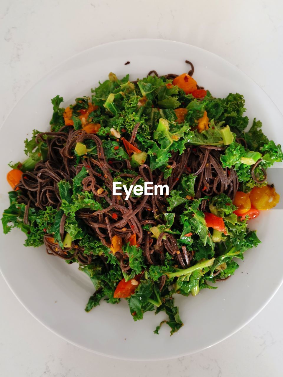 High angle view of salad in bowl