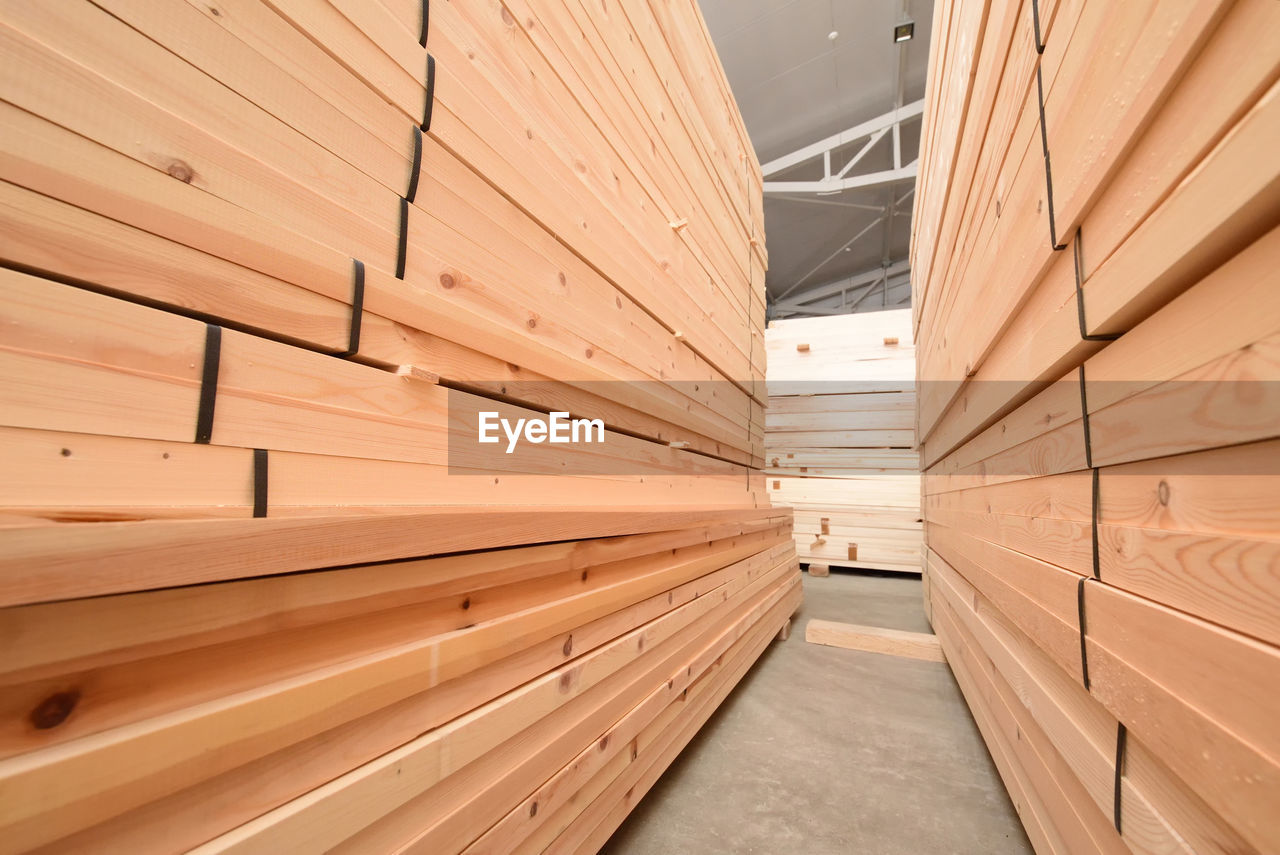 Stack of wood in lumber industry