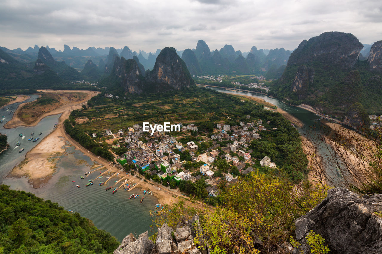 Aerial view of a village