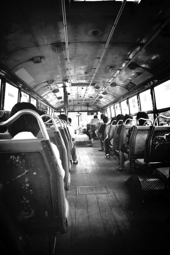 Passengers travelling in bus