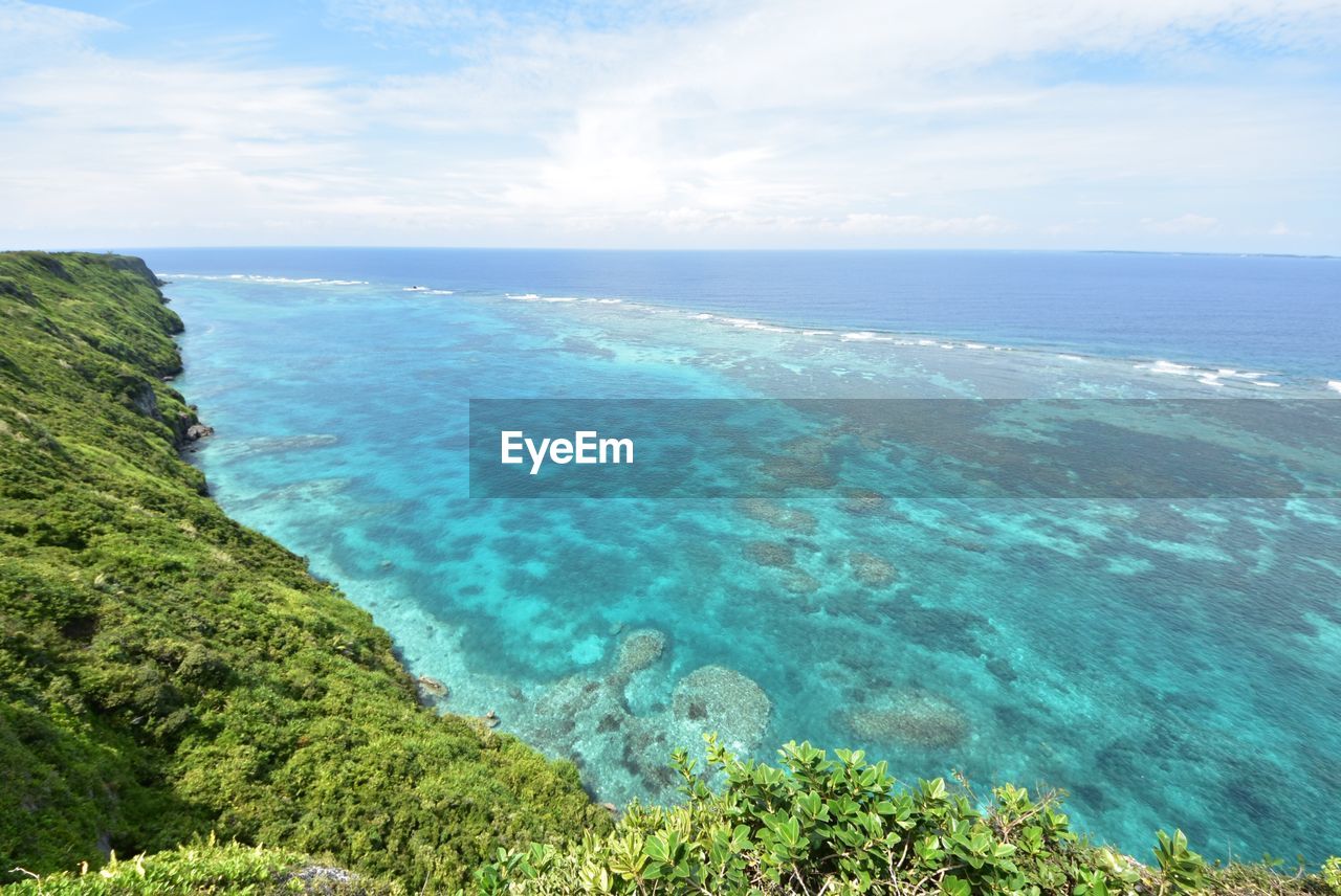 High angle view of sea against sky