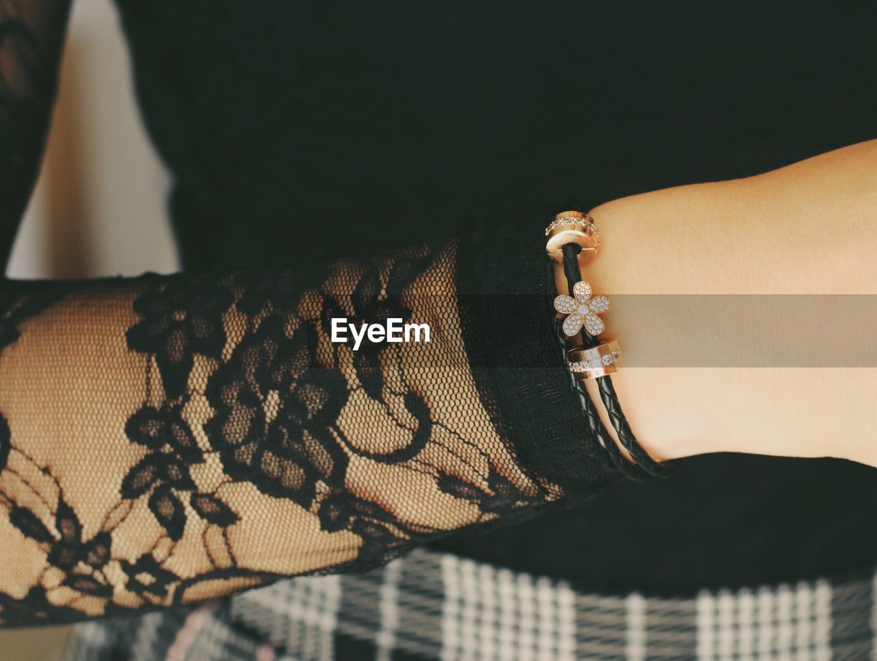 Close-up of woman hand wearing bracelet