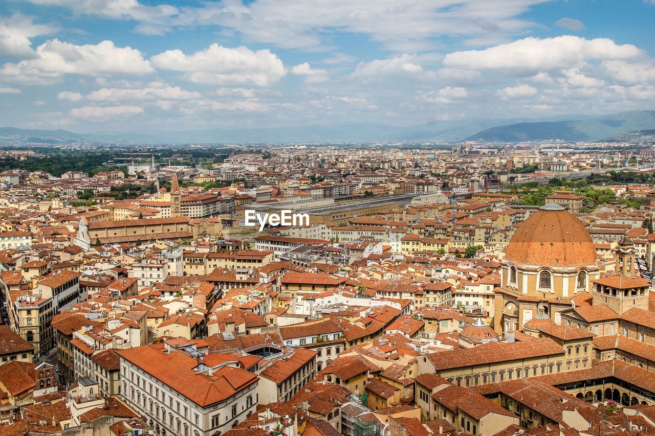 High angle view of cityscape against sky