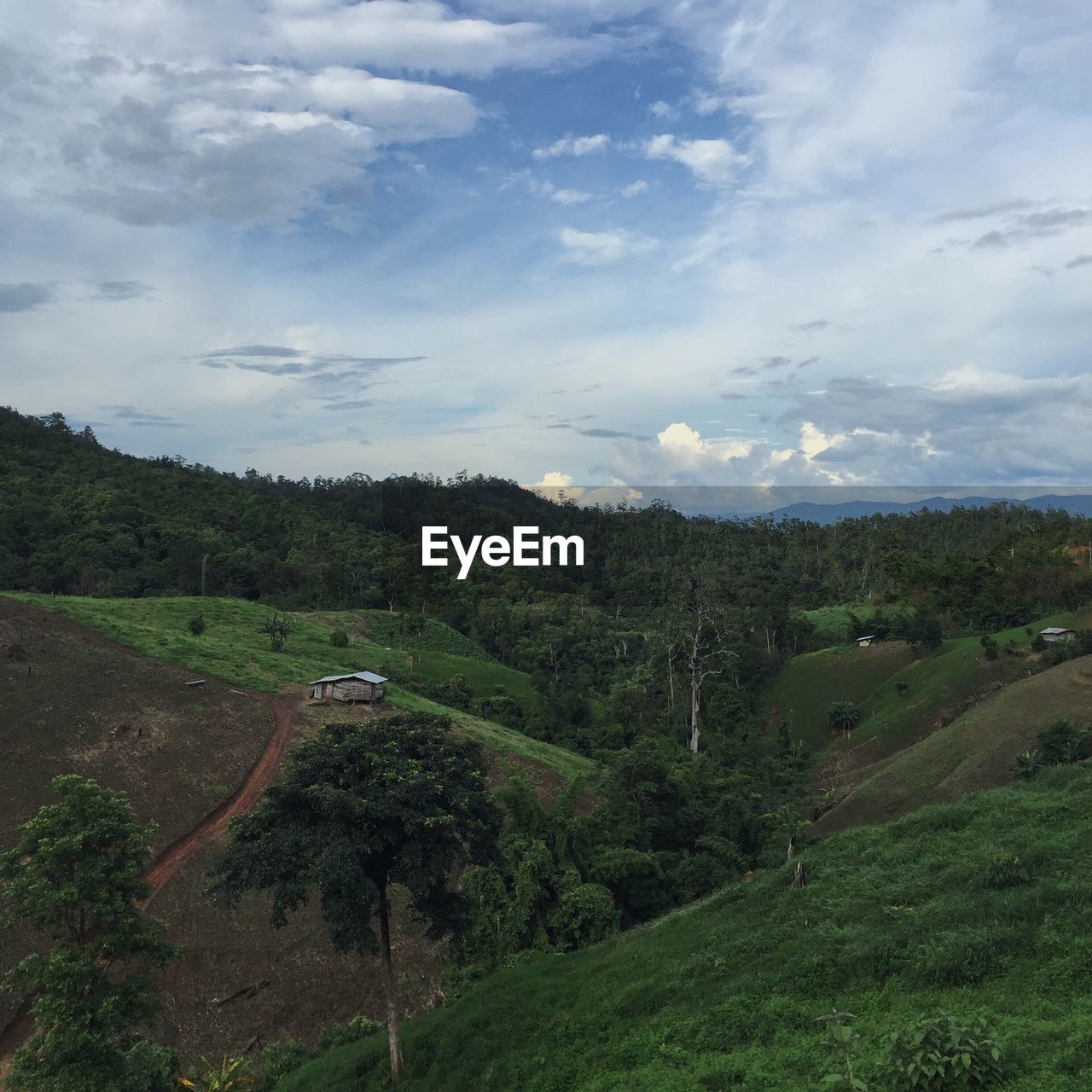 Scenic view of landscape against cloudy sky