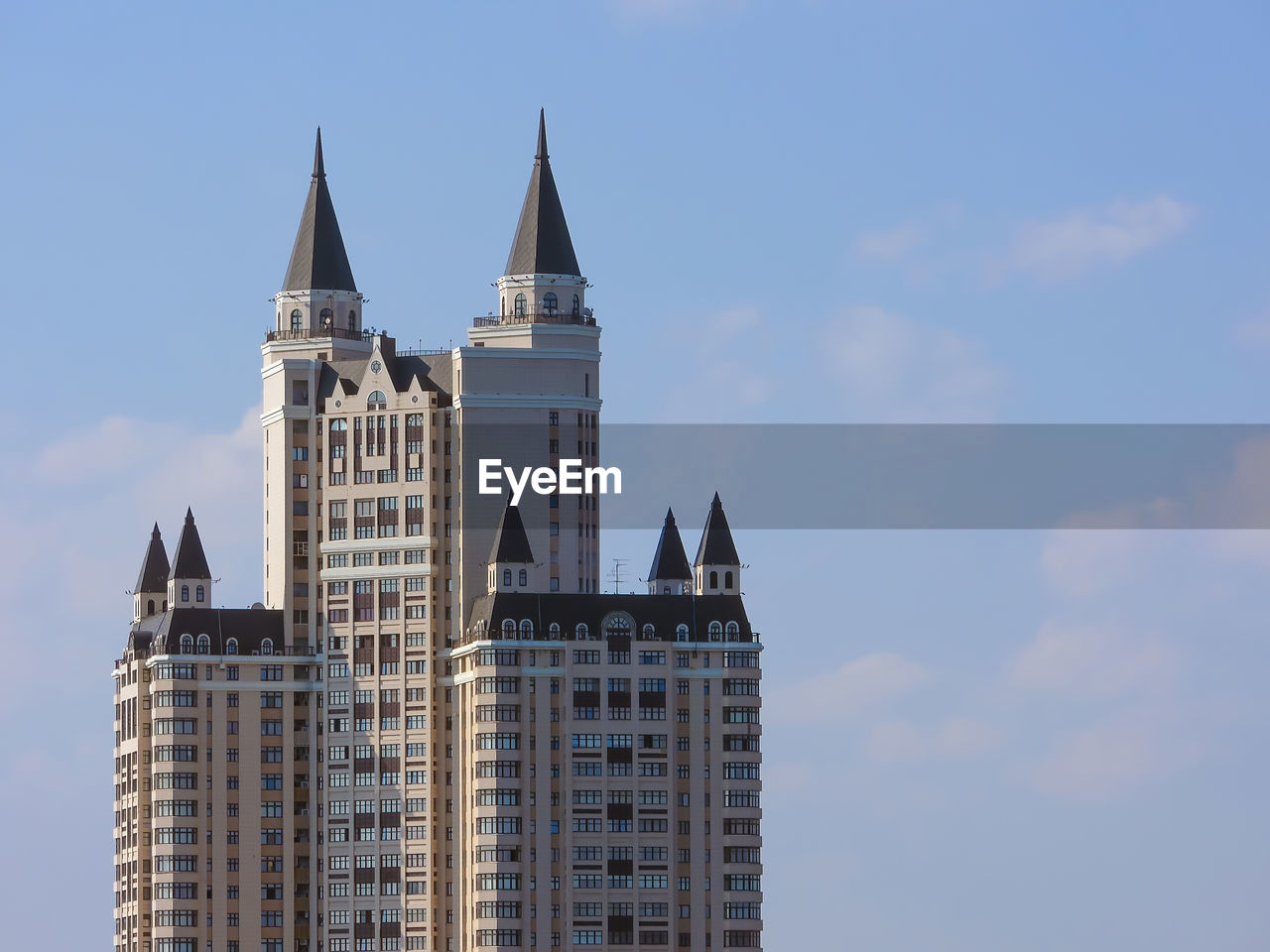 Moscow, russia - sept 22, 2018. top of 43-storey high-rise residential edelweiss complex