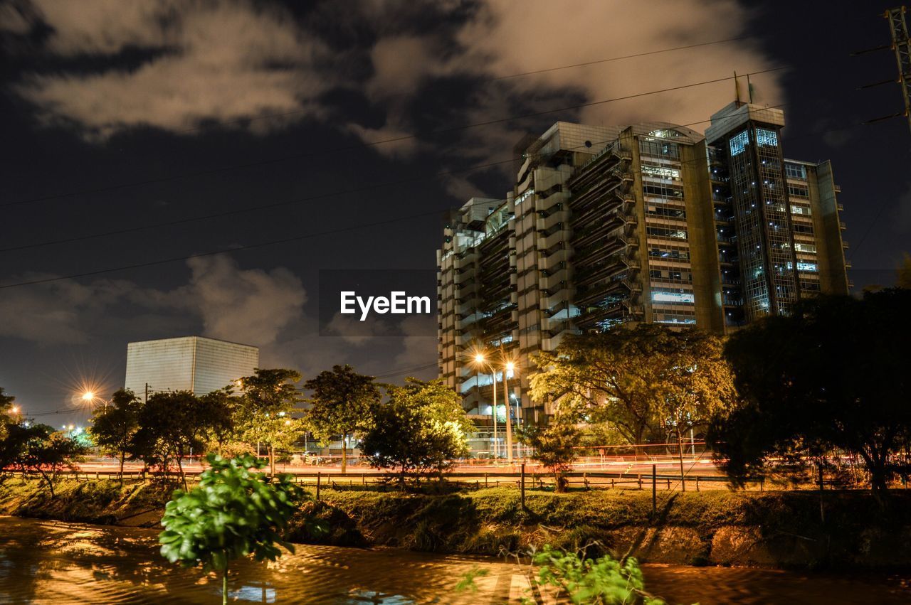 ILLUMINATED CITYSCAPE AGAINST SKY