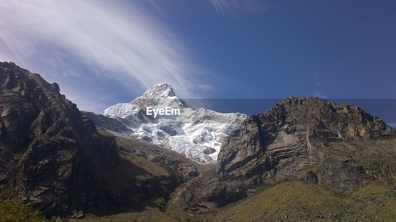 PANORAMIC VIEW OF SNOWCAPPED MOUNTAINS AGAINST SKY