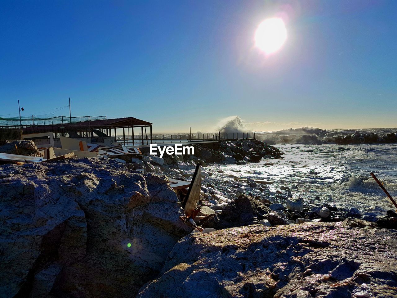 Scenic view of sea against clear sky