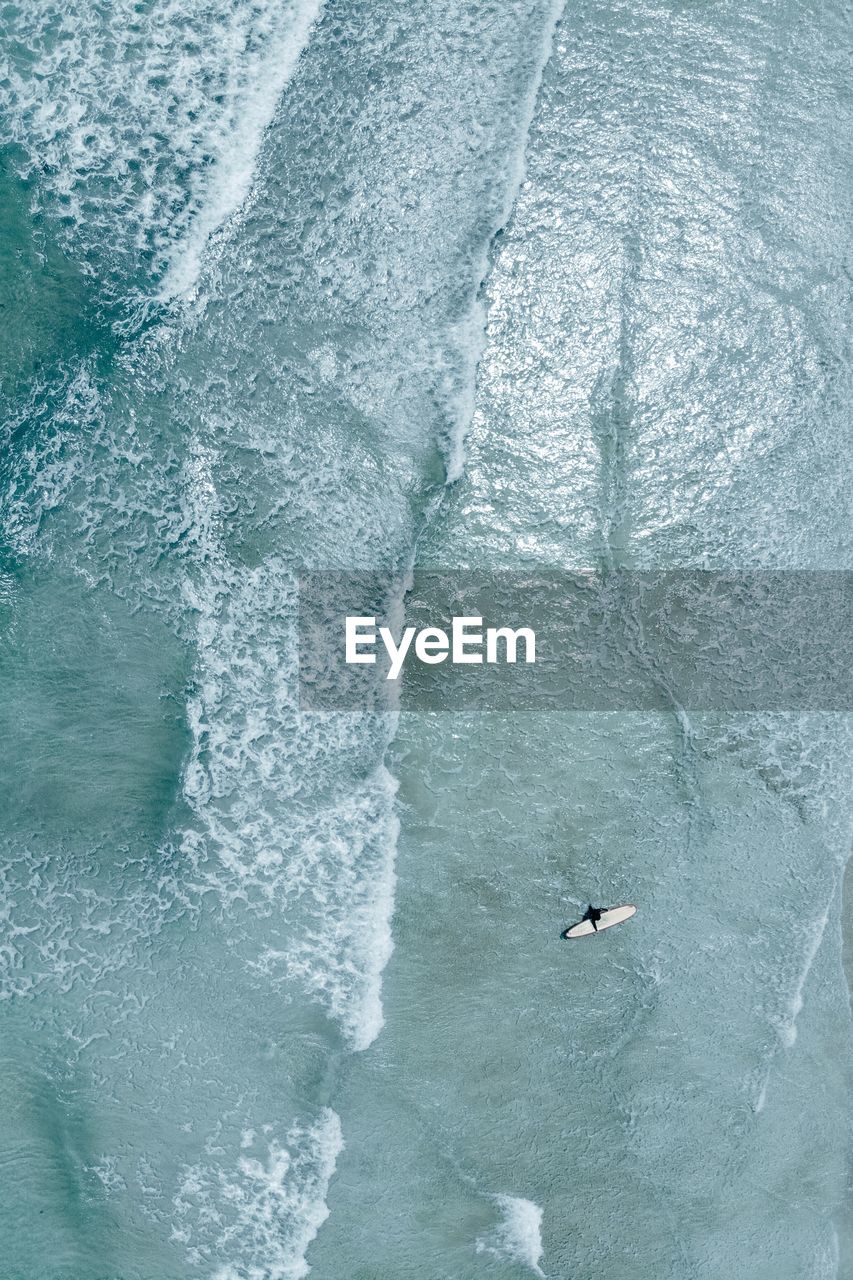 High angle view of people in sea