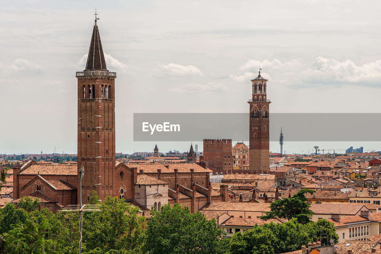 Panoramic view of the old town of verona in italy.