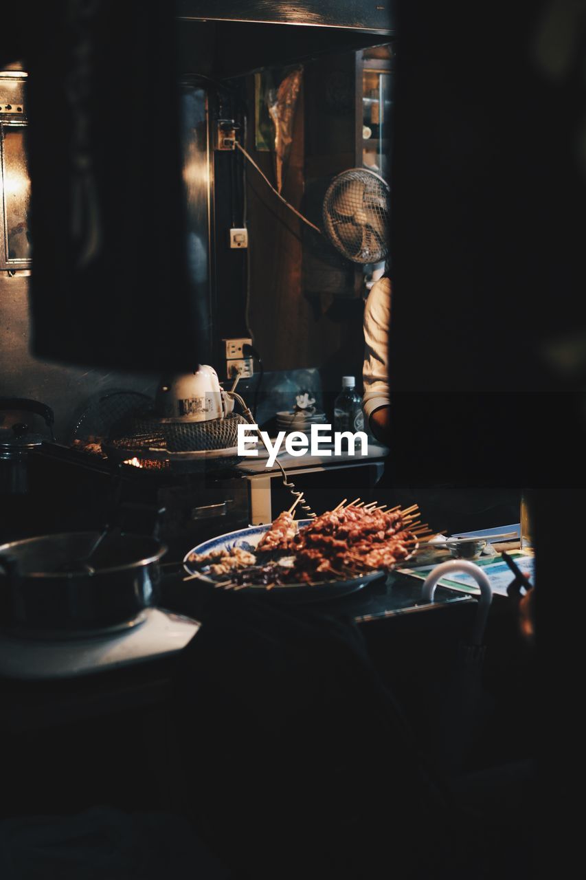 High angle view of food on table in restaurant