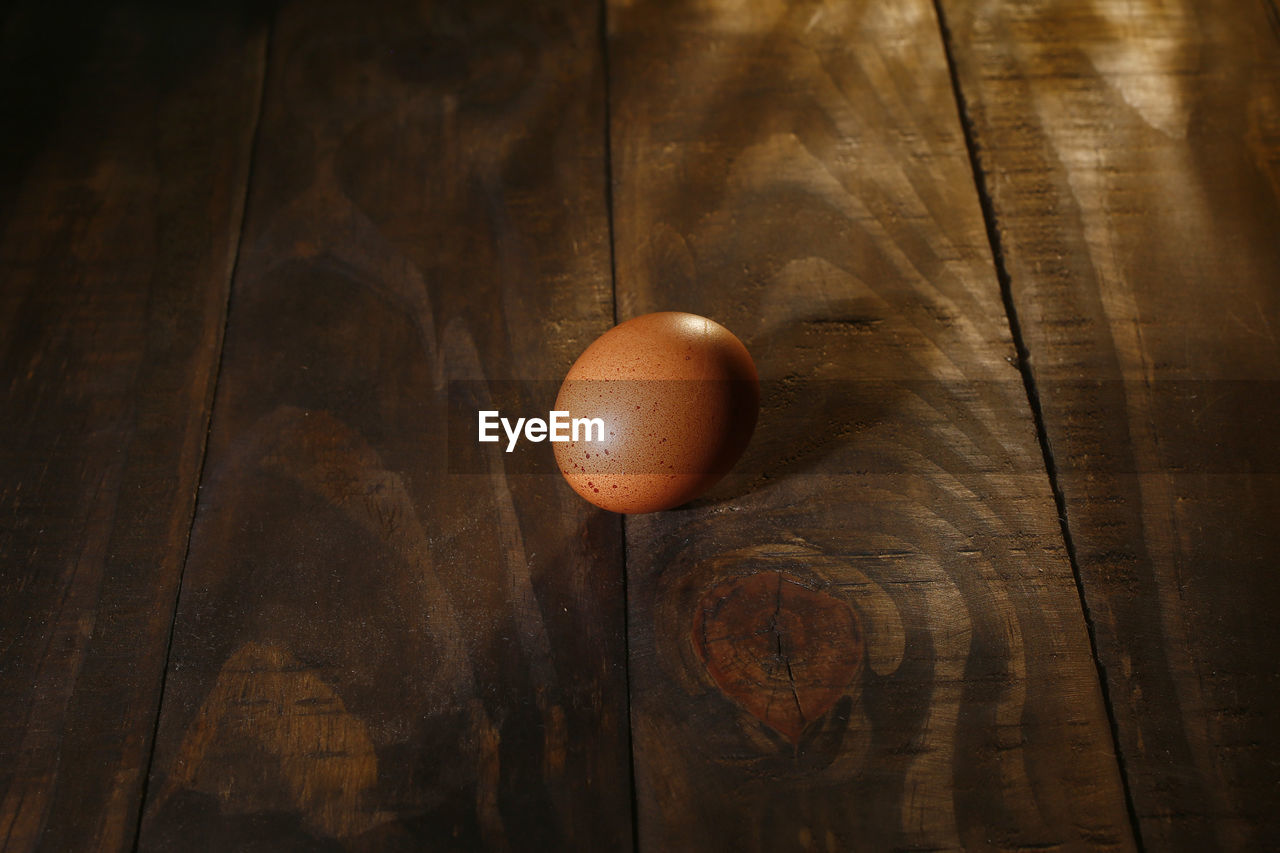 High angle view of egg on table