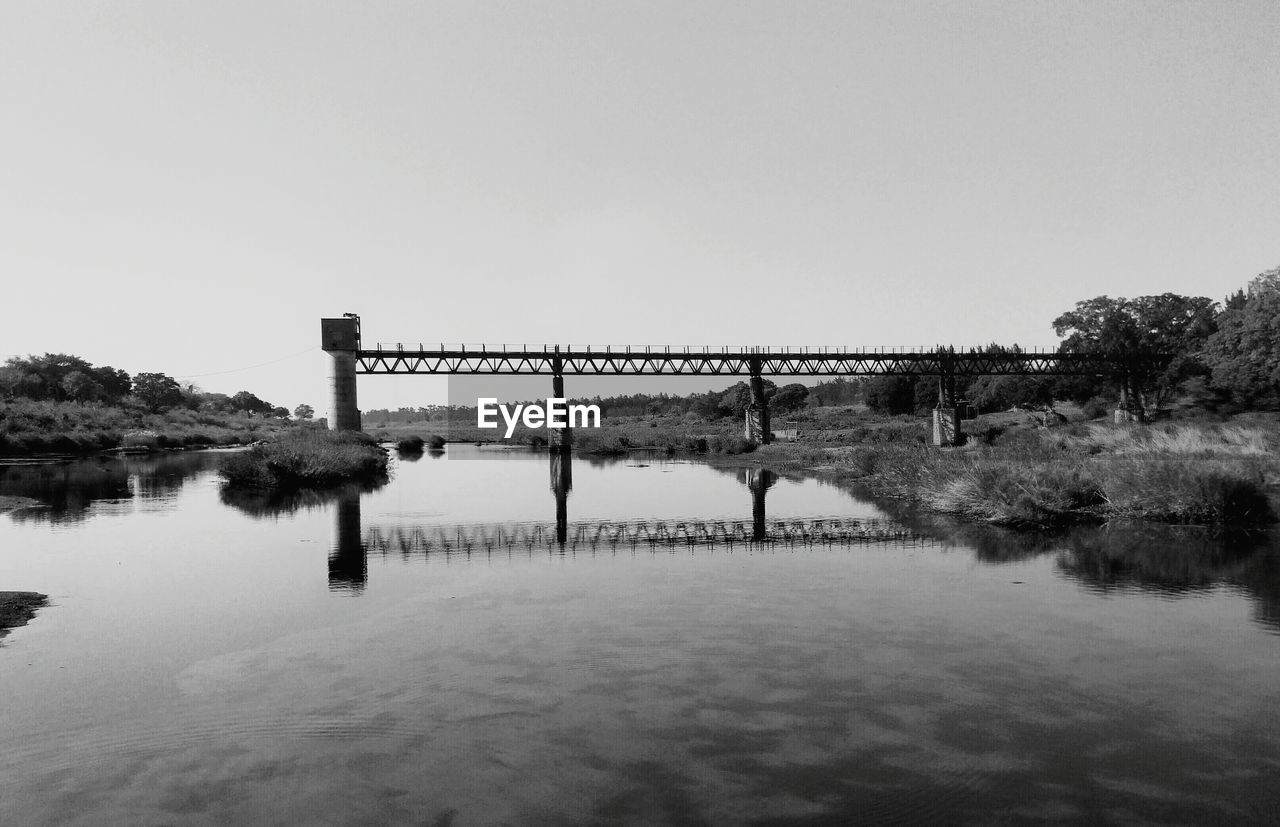 Bridge over river against clear sky