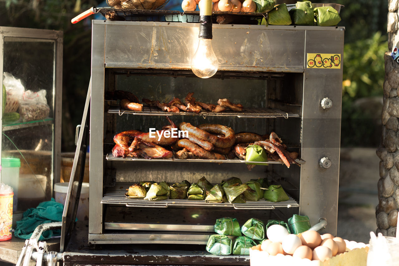 Food in metal container at concession stand