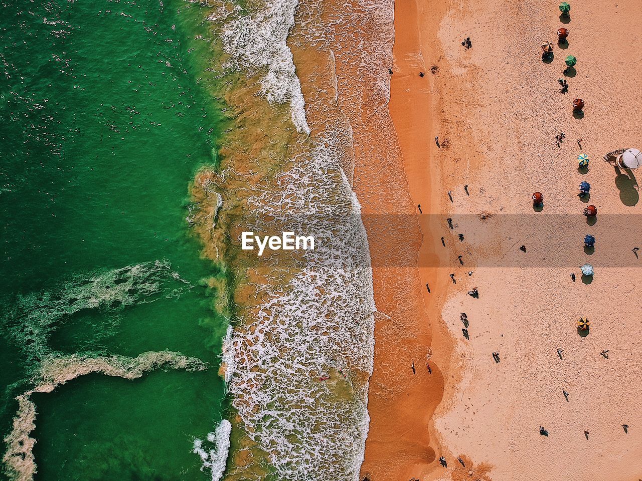 High angle view of rock on beach