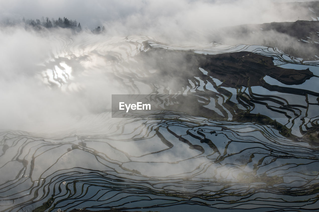 SCENIC VIEW OF WATER FLOWING THROUGH LAND