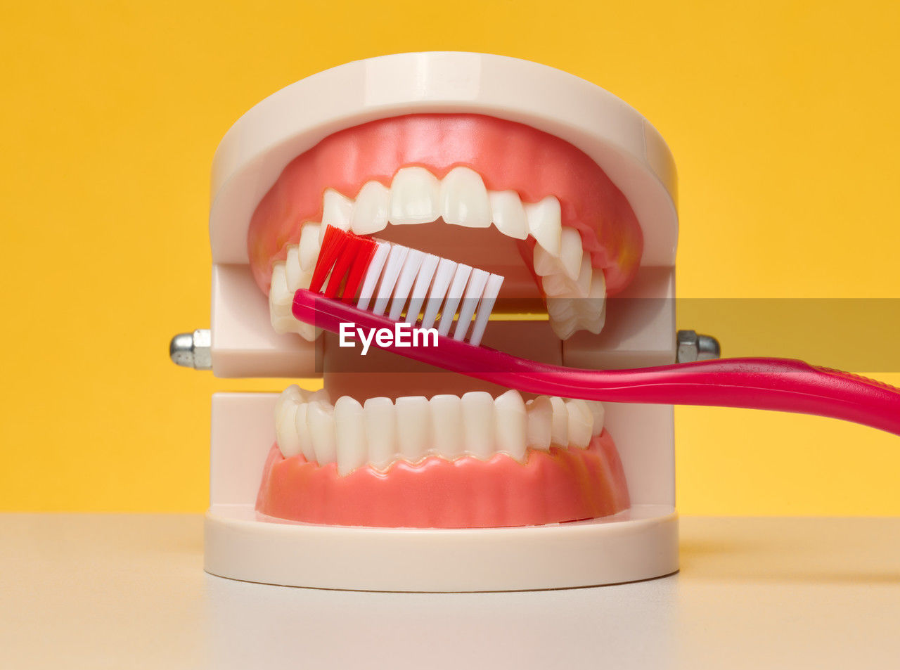 oral hygiene, dental health, healthcare and medicine, dental equipment, colored background, yellow, toothbrush, indoors, studio shot, teeth, hygiene, brush, dentistry, dentist, food, dentist's office, personal care, no people, food and drink
