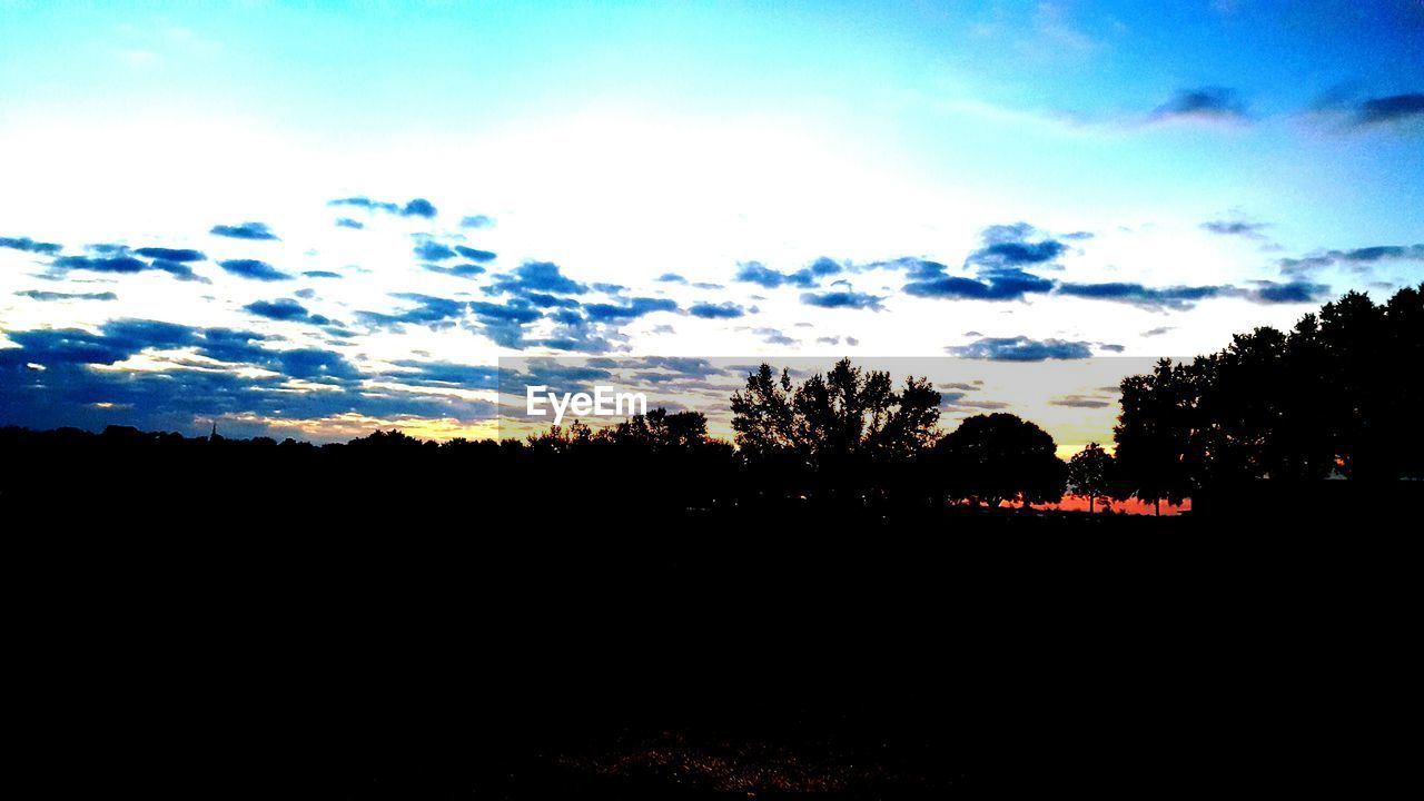 SILHOUETTE TREES ON LANDSCAPE AGAINST SKY