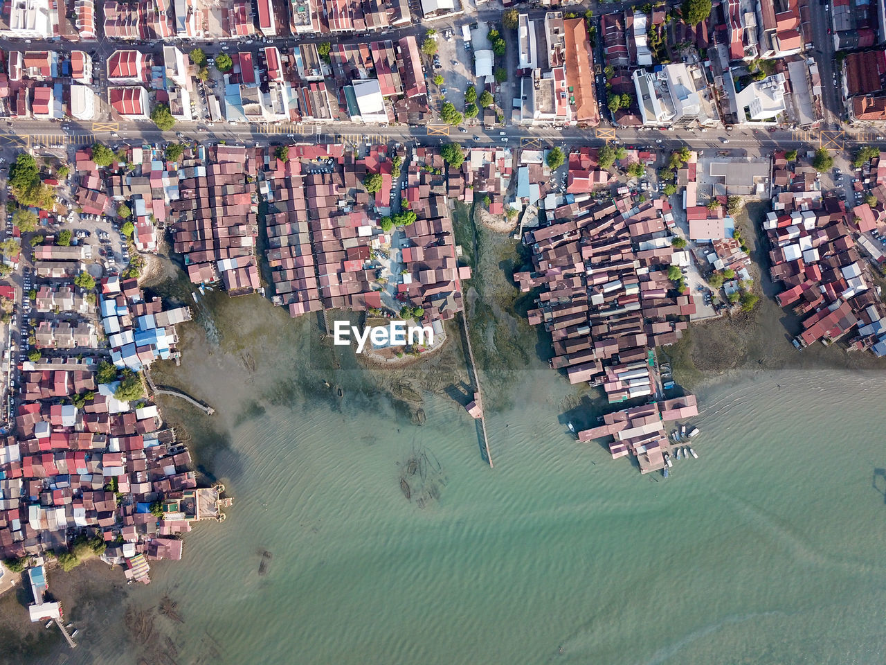 Aerial look down clan jetty at pengkalan weld.