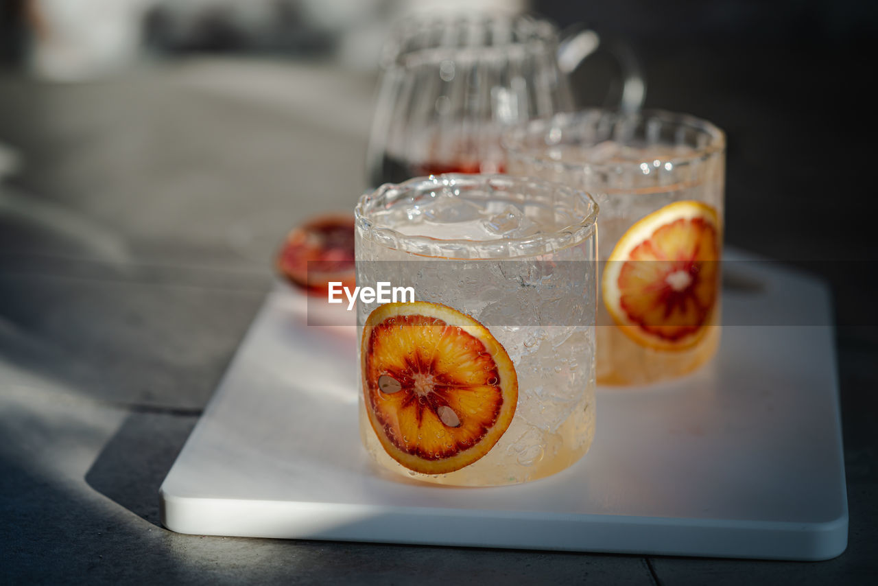 close-up of drink in glass