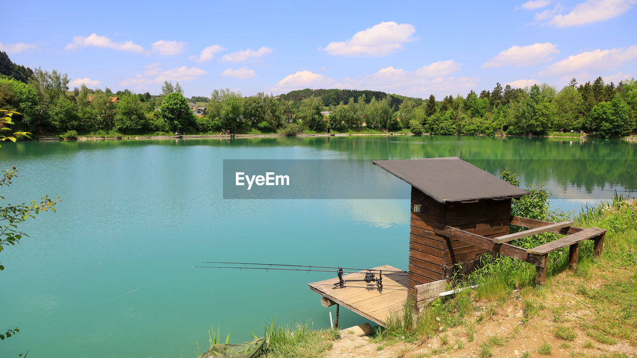 The fisherman platform and a panoramic view of fisherman lake near weinburg, austria.