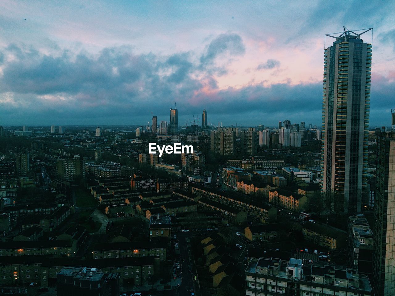 Aerial view of london city  against sky