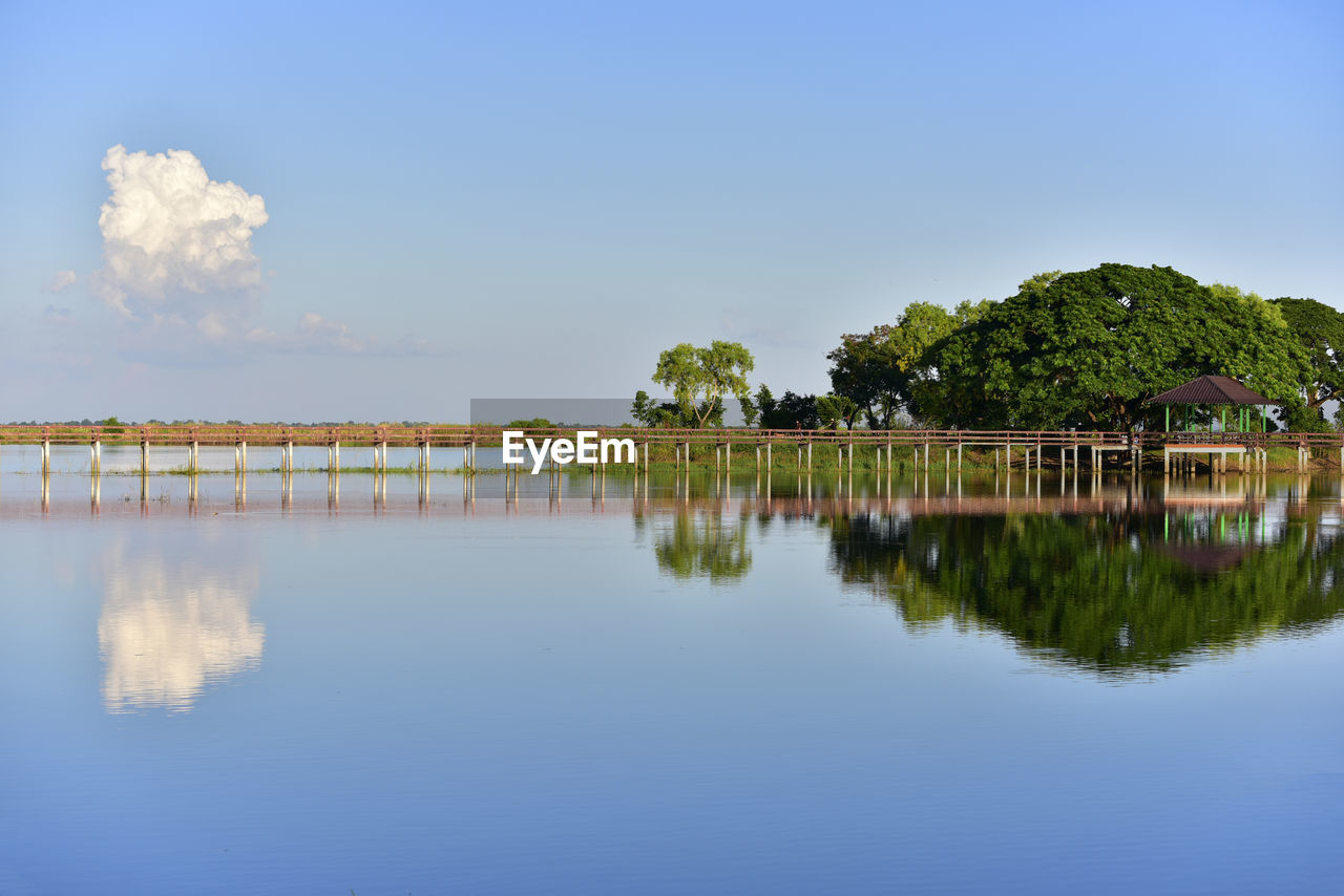 SCENIC VIEW OF LAKE WITH TREES AGAINST SKY