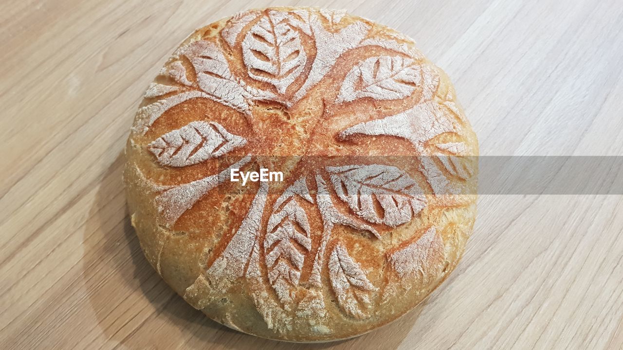 High angle view of bread on table