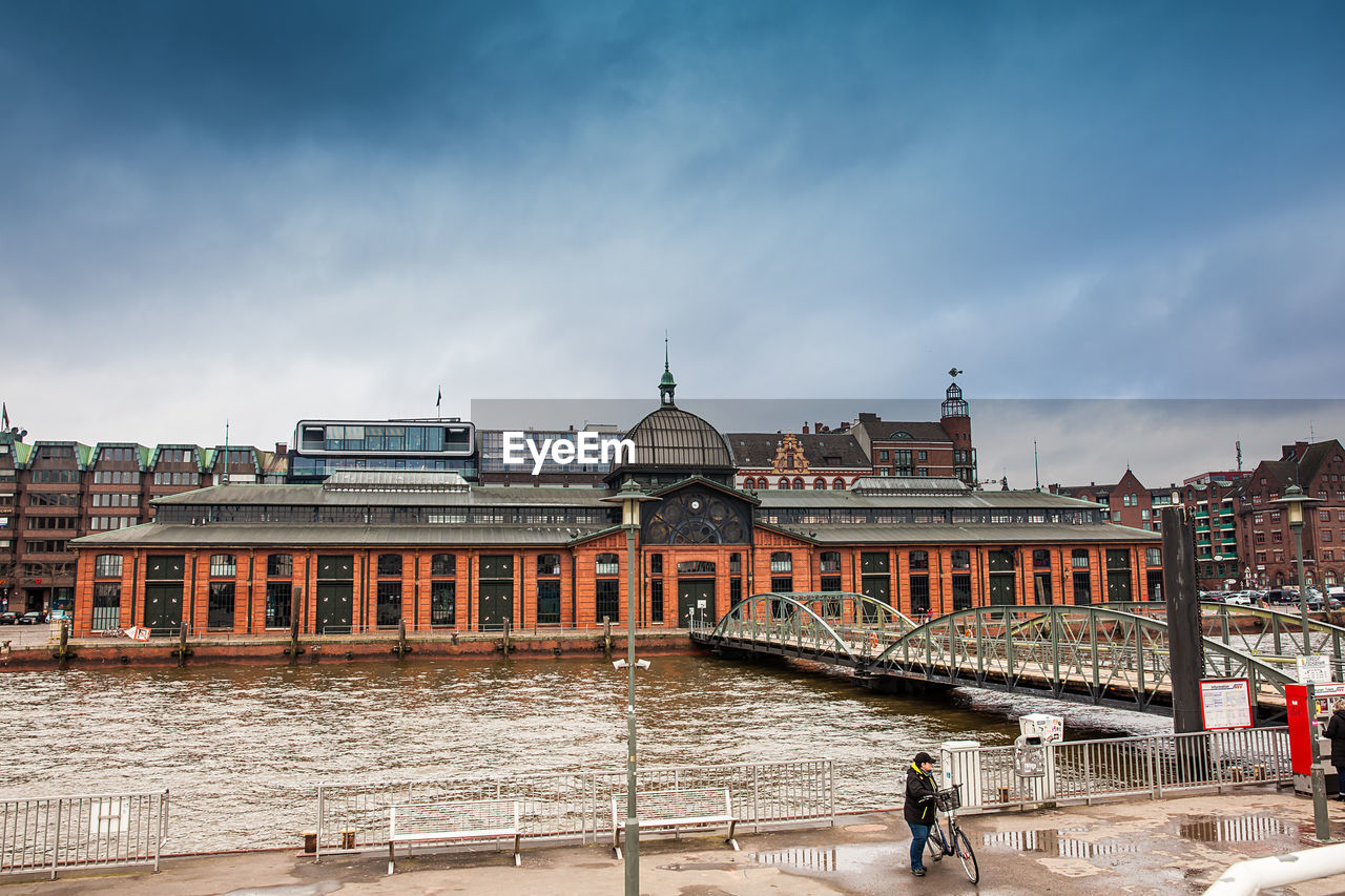 Fishmarkt building at the altona district on the banks of the elbe river in hamburg