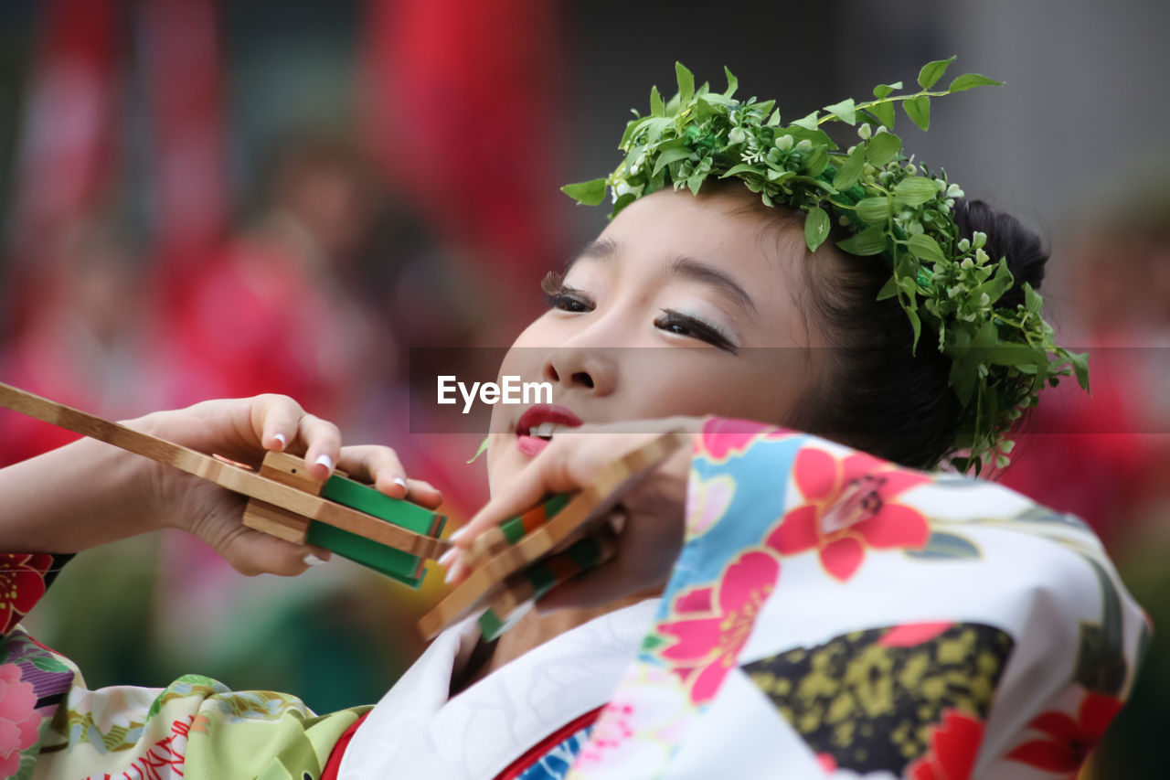 Close-up portrait of japanese performer