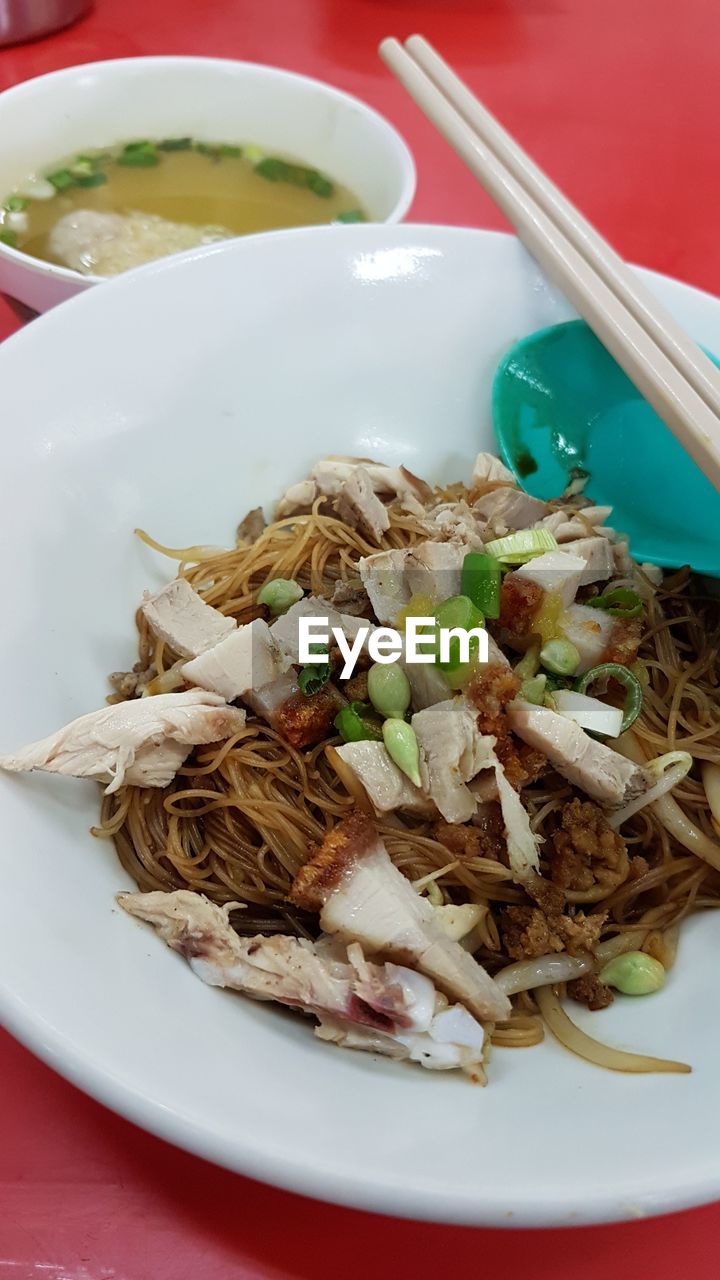 HIGH ANGLE VIEW OF MEAL ON TABLE