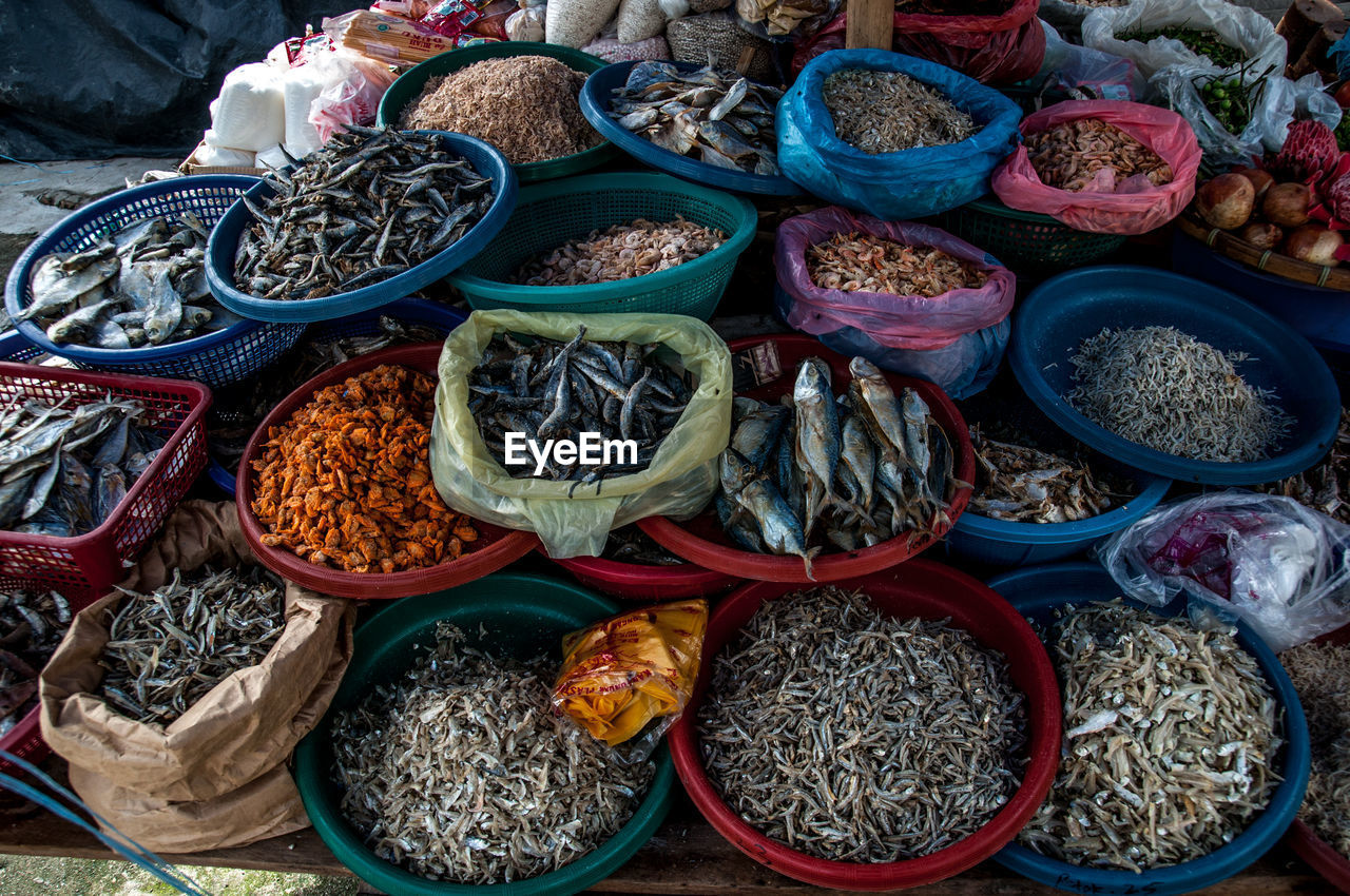 HIGH ANGLE VIEW OF VARIOUS MARKET FOR SALE