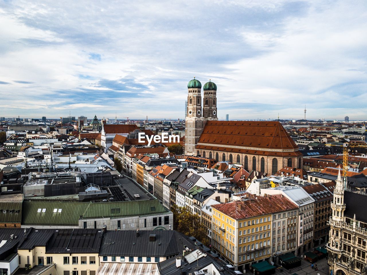 High angle view of buildings in city